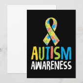 かわいい自閉症啓発のための自閉症啓発 招待状 (正面/裏面)