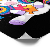 かわいい自閉症啓発幼児女の子リボン ユニコーンパズル ポスター (角)