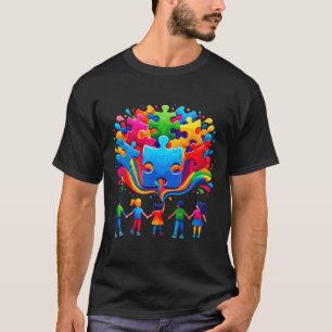かわいい自閉症意識パズル Tシャツ