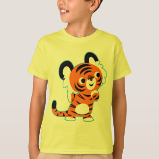 かわいい興味のある漫画の虎の子供Tシャツ Tシャツ
