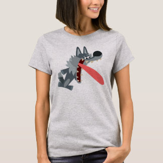 かわいい興奮した漫画の狼の女性Tシャツ Tシャツ