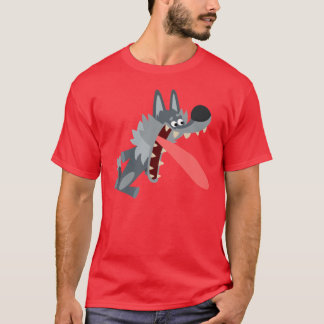 かわいい興奮した漫画の狼Tシャツ Tシャツ