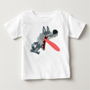かわいい興奮した漫画ウルフベビーTシャツ ベビーTシャツ