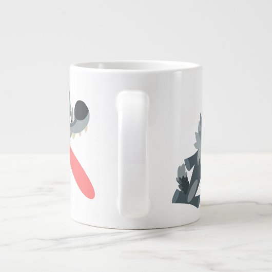 かわいい興奮漫画の狼 ジャンボコーヒーマグカップ (裏面)