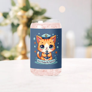 かわいい航海のキャットセーリングいかりパン ガラス缶