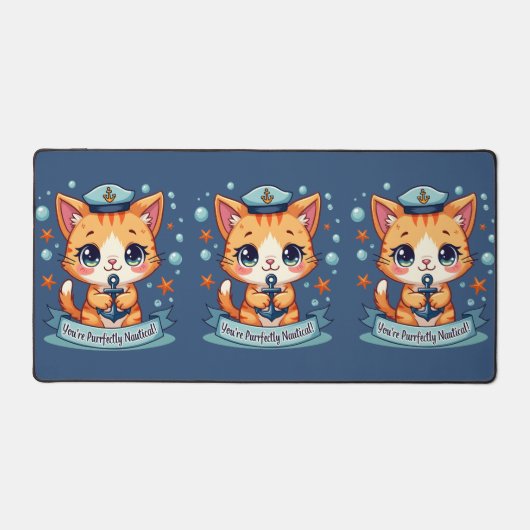 かわいい航海のキャットセーリングいかりパン デスクマット (正面)