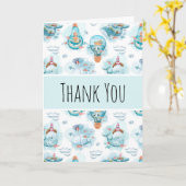 かわいい航海のクジラの水彩柄ありがとう カード (黄色い花)