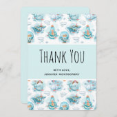 かわいい航海のクジラの水彩柄ありがとう サンキューカード (正面/裏面)