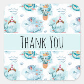かわいい航海のクジラの水彩柄ありがとう スクエアシール (正面)