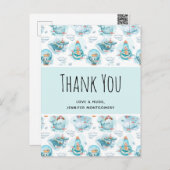 かわいい航海のクジラの水彩柄ありがとう ポストカード (正面/裏面)