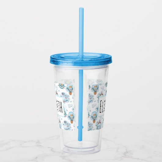 かわいい航海のクジラの水彩模様 アクリルタンブラー (右)