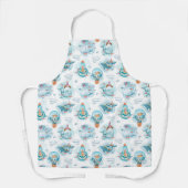 かわいい航海のクジラの水彩模様 エプロン (正面)