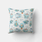 かわいい航海のクジラの水彩模様 クッション (裏面)