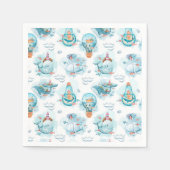 かわいい航海のクジラの水彩模様 スタンダードカクテルナプキン (正面)