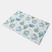 かわいい航海のクジラの水彩模様 ドアマット (アングル)