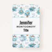 かわいい航海のクジラの水彩模様 バッジ (正面)