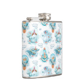 かわいい航海のクジラの水彩模様 フラスク (右)