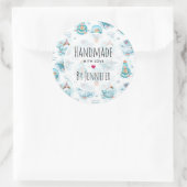 かわいい航海のクジラの水彩模様 ラウンドシール (バッグ)