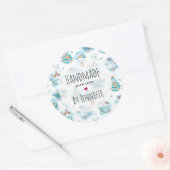 かわいい航海のクジラの水彩模様 ラウンドシール (封筒)