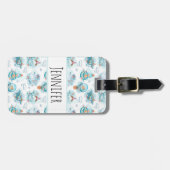 かわいい航海のクジラの水彩模様 ラゲッジタグ (正面横)