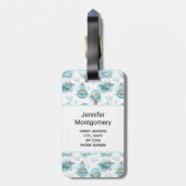 かわいい航海のクジラの水彩模様 ラゲッジタグ (裏面縦)