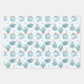 かわいい航海のクジラの水彩模様 ラッピングペーパーシート (正面)