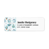 かわいい航海のクジラの水彩模様 ラベル (正面)