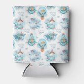 かわいい航海のクジラの水彩模様 缶クーラー (正面)