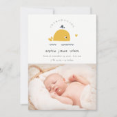 かわいい航海のクジラハート写真誕生のお知らせ サンキューカード (正面)