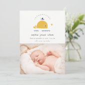 かわいい航海のクジラハート写真誕生のお知らせ サンキューカード (スタンド正面)