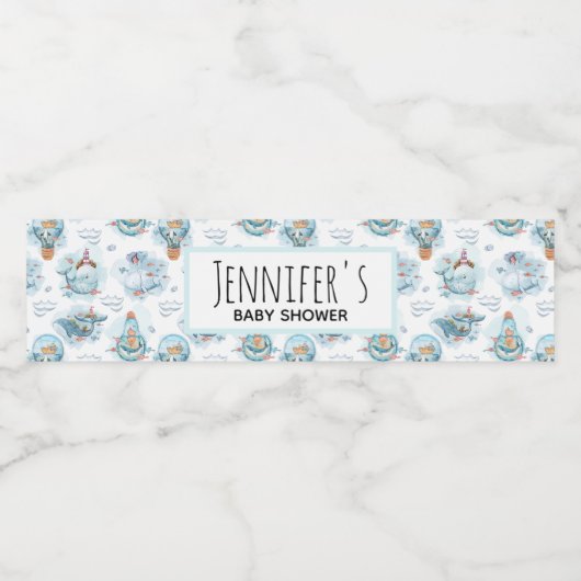 かわいい航海のクジラ水彩赤ちゃんシャワー ペットボトルラベル (シングルラベル)