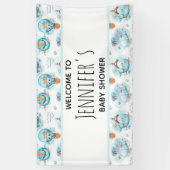 かわいい航海のクジラ水彩赤ちゃんシャワー 横断幕 (縦)