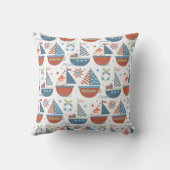 かわいい航海のクリスマスサンタシルボートパターンレッド クッション (裏面)