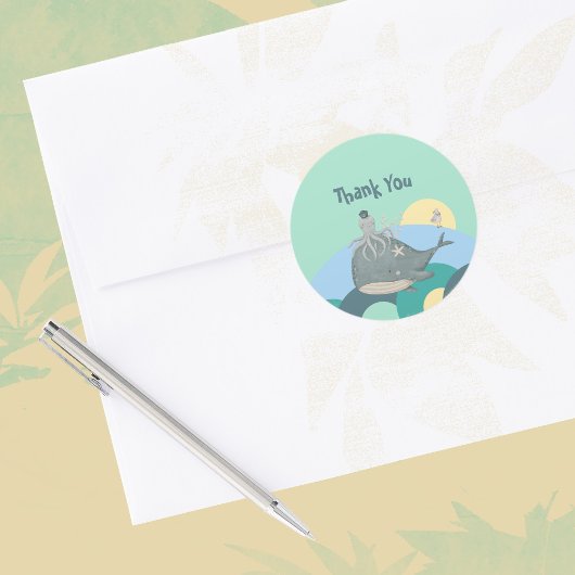 かわいい航海のジンベエスクイカスグリーンベイビーシャワー ラウンドシール