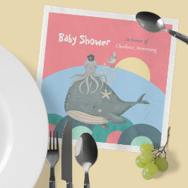 かわいい航海のジンベエスクピンク赤ちゃんシャワー スタンダードカクテルナプキン