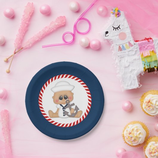 かわいい航海のセーラー男の赤ちゃん ペーパープレート (パーティー)