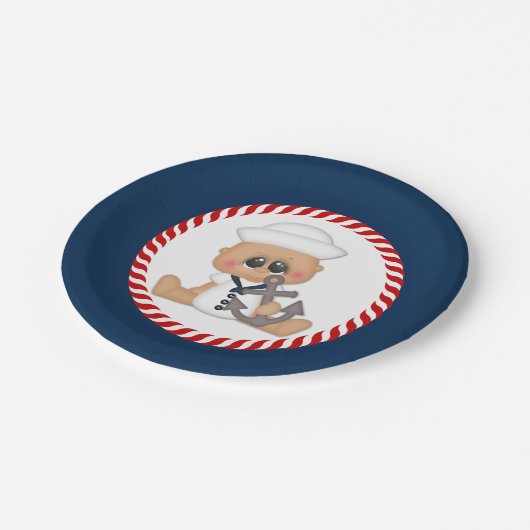 かわいい航海のセーラー男の赤ちゃん ペーパープレート (アングル)