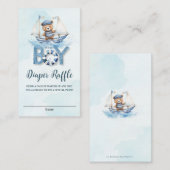 かわいい航海のテディベアーボートベビーおむつラッフル エンクロージャーカード (正面/裏面)