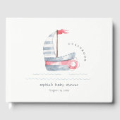 かわいい航海のパステルレッドブルーセイボートベビーシャワー ゲストブック (正面)