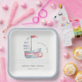 かわいい航海のパステルレッドブルーセイボートベビーシャワー ペーパープレート (パーティー)