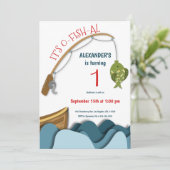 かわいい航海のフィッシュボートファースト誕生日 招待状 (スタンド正面)