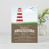 かわいい航海のライトハウスキッズバースデーパーティー 招待状 (スタンド正面)