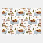 かわいい航海のライトハウスボートキッドパターンパーティー ラッピングペーパーシート (正面3)