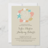 かわいい航海のリースビーチ婚約パーティ 招待状 (正面)