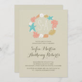 かわいい航海のリースビーチ婚約パーティ 招待状 (正面/裏面)