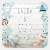 かわいい航海の夏ビーチシー結婚ズ スクエアシール (正面)