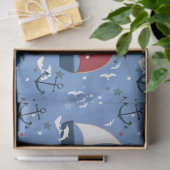 かわいい航海の帆船のパターンの切り離し 薄葉紙 (ギフト)