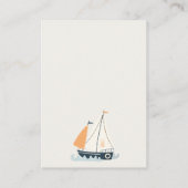 かわいい航海の帆船の男の子の本の赤ちゃんシャワー エンクロージャーカード (裏面)