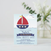 かわいい航海の帆船キッズバースデーパーティー インビテーションポストカード (スタンド正面)