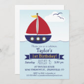 かわいい航海の帆船キッズバースデーパーティー 招待状 (正面/裏面)